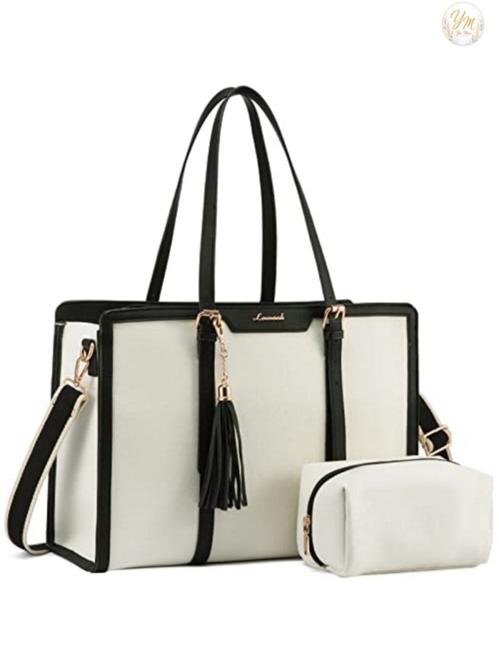 Waterproof Canvas Laptop Tote Bag for Women, Work Briefcase with Padded